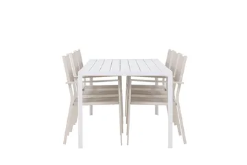 Break Matgrupp Utomhus 205 cm + 6 st Copacabana Matstolar Beige/Vit - Utemöbler & utemiljö - Utegrupp - Matgrupp utomhus