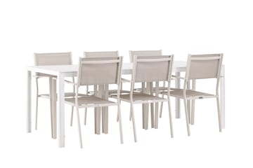Break Matgrupp Utomhus 205 cm + 6 st Copacabana Matstolar Beige/Vit - Utemöbler & utemiljö - Utegrupp - Matgrupp utomhus