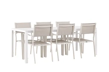 Break Matgrupp Utomhus 205 cm + 6 st Copacabana Matstolar Beige/Vit - Utemöbler & utemiljö - Utegrupp - Matgrupp utomhus