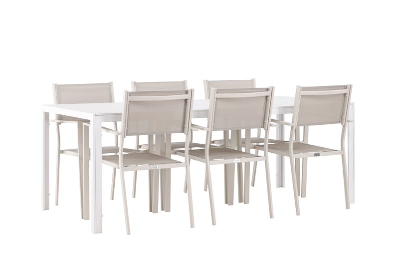 Break Matgrupp Utomhus 205 cm + 6 st Copacabana Matstolar Beige/Vit - Utemöbler & utemiljö - Utegrupp - Matgrupp utomhus