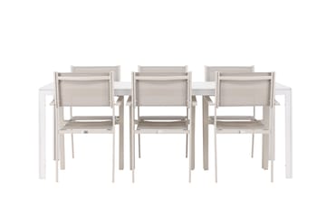 Break Matgrupp Utomhus 205 cm + 6 st Copacabana Matstolar Beige/Vit - Utemöbler & utemiljö - Utegrupp - Matgrupp utomhus