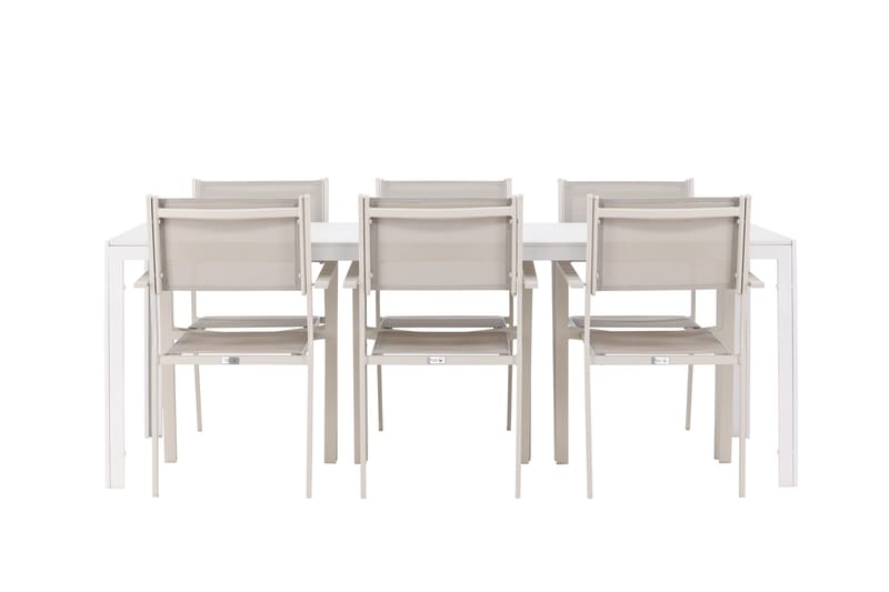 Break Matgrupp Utomhus 205 cm + 6 st Copacabana Matstolar Beige/Vit - Utemöbler & utemiljö - Utegrupp - Matgrupp utomhus