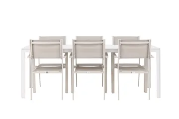 Break Matgrupp Utomhus 205 cm + 6 st Copacabana Matstolar Beige/Vit - Utemöbler & utemiljö - Utegrupp - Matgrupp utomhus