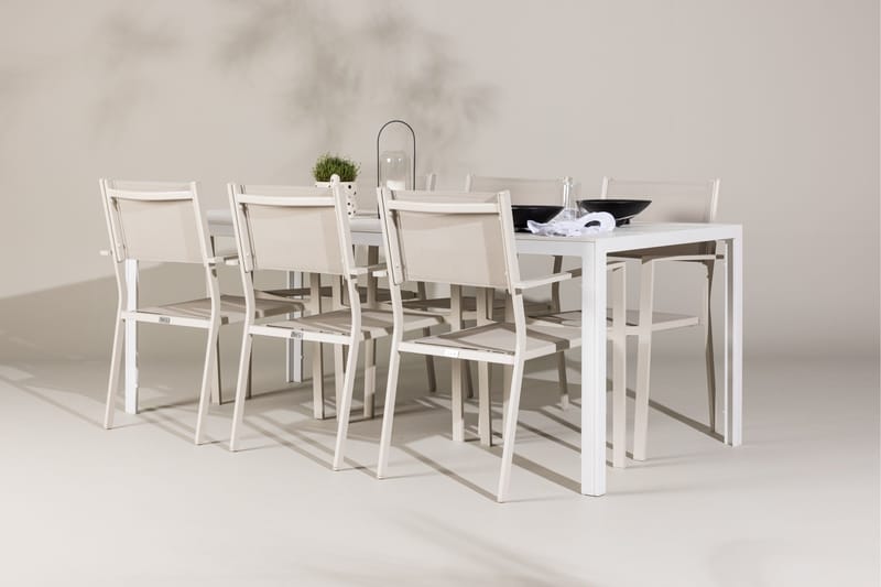 Break Matgrupp Utomhus 205 cm + 6 st Copacabana Matstolar Beige/Vit - Utemöbler & utemiljö - Utegrupp - Matgrupp utomhus