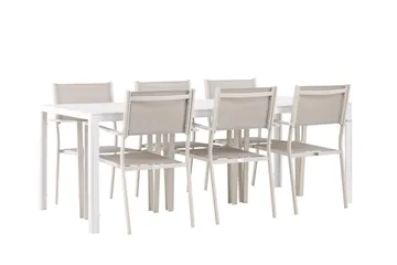 Break Matgrupp Utomhus 205 cm + 6 st Copacabana Matstolar Beige/Vit - Utemöbler & utemiljö - Utegrupp - Matgrupp utomhus