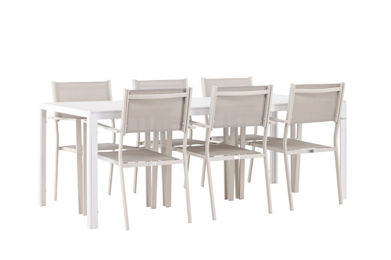 Break Matgrupp Utomhus 205 cm + 6 st Copacabana Matstolar Beige/Vit - Utemöbler & utemiljö - Utegrupp - Matgrupp utomhus