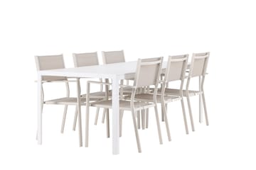 Break Matgrupp Utomhus 205 cm + 6 st Copacabana Matstolar Beige/Vit - Utemöbler & utemiljö - Utegrupp - Matgrupp utomhus