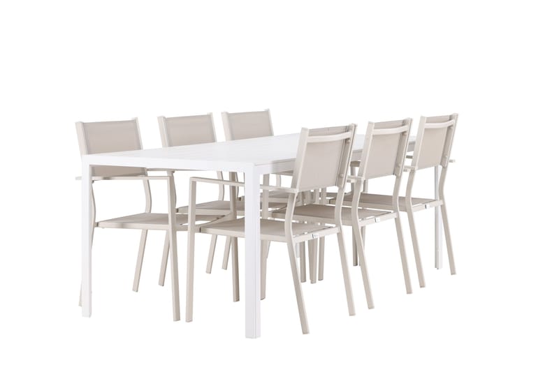 Break Matgrupp Utomhus 205 cm + 6 st Copacabana Matstolar Beige/Vit - Utemöbler & utemiljö - Utegrupp - Matgrupp utomhus
