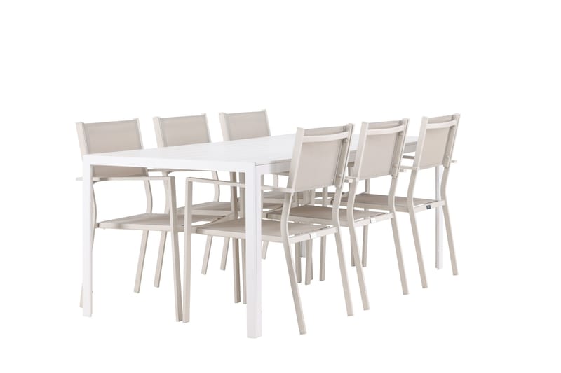 Break Matgrupp Utomhus 205 cm + 6 st Copacabana Matstolar Beige/Vit - Utemöbler & utemiljö - Utegrupp - Matgrupp utomhus