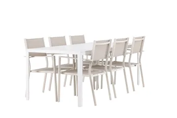 Break Matgrupp Utomhus 205 cm + 6 st Copacabana Matstolar Beige/Vit - Utemöbler & utemiljö - Utegrupp - Matgrupp utomhus
