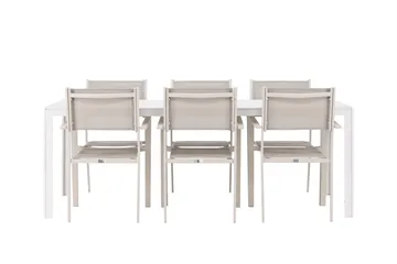 Break Matgrupp Utomhus 205 cm + 6 st Copacabana Matstolar Beige/Vit - Utemöbler & utemiljö - Utegrupp - Matgrupp utomhus