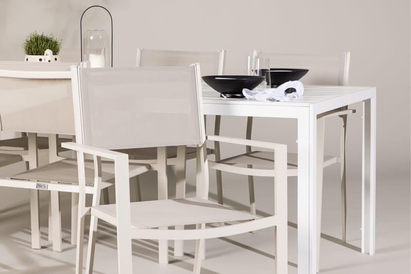 Break Matgrupp Utomhus 205 cm + 6 st Copacabana Matstolar Beige/Vit - Utemöbler & utemiljö - Utegrupp - Matgrupp utomhus