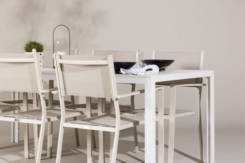 Break Matgrupp Utomhus 205 cm + 6 st Copacabana Matstolar Beige/Vit - Utemöbler & utemiljö - Utegrupp - Matgrupp utomhus