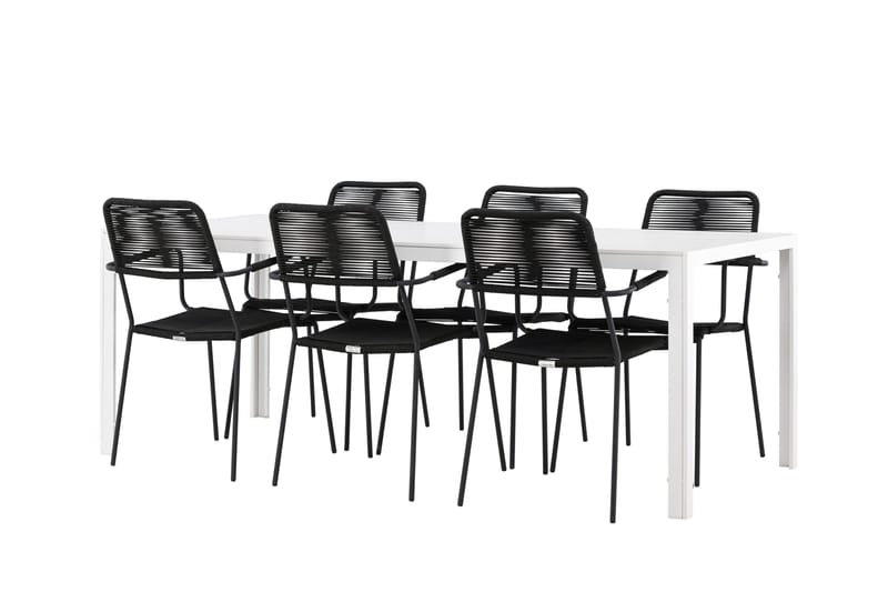 Break Matgrupp Utomhus 205 cm + 6 st Hochanas Matstolar Svart/Brun