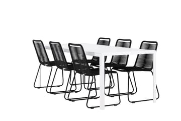 Break Matgrupp Utomhus 205 cm + 6 st Linero Matstolar Svart/Vit - Utemöbler & utemiljö - Utegrupp - Matgrupp utomhus