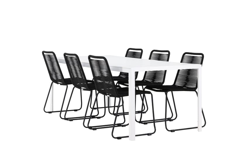 Break Matgrupp Utomhus 205 cm + 6 st Linero Matstolar Svart/Vit - Utemöbler & utemiljö - Utegrupp - Matgrupp utomhus