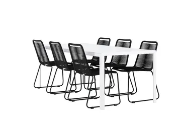 Break Matgrupp Utomhus 205 cm + 6 st Linero Matstolar Svart/Vit - Utemöbler & utemiljö - Utegrupp - Matgrupp utomhus