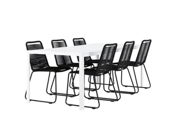 Break Matgrupp Utomhus 205 cm + 6 st Linero Matstolar Svart/Vit - Utemöbler & utemiljö - Utegrupp - Matgrupp utomhus