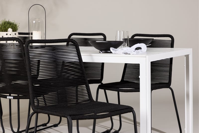 Break Matgrupp Utomhus 205 cm + 6 st Linero Matstolar Svart/Vit - Utemöbler & utemiljö - Utegrupp - Matgrupp utomhus