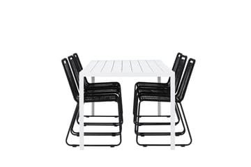 Break Matgrupp Utomhus 205 cm + 6 st Linero Matstolar Svart/Vit - Utemöbler & utemiljö - Utegrupp - Matgrupp utomhus