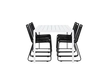 Break Matgrupp Utomhus 205 cm + 6 st Linero Matstolar Svart/Vit - Utemöbler & utemiljö - Utegrupp - Matgrupp utomhus