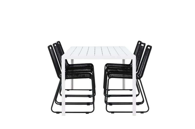 Break Matgrupp Utomhus 205 cm + 6 st Linero Matstolar Svart/Vit - Utemöbler & utemiljö - Utegrupp - Matgrupp utomhus