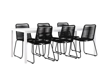 Break Matgrupp Utomhus 205 cm + 6 st Linero Matstolar Svart/Vit - Utemöbler & utemiljö - Utegrupp - Matgrupp utomhus