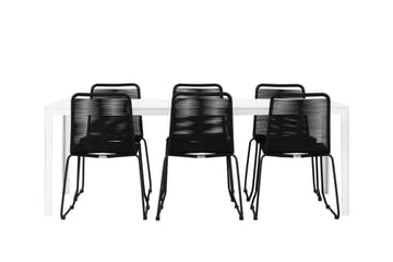 Break Matgrupp Utomhus 205 cm + 6 st Linero Matstolar Svart/Vit - Utemöbler & utemiljö - Utegrupp - Matgrupp utomhus