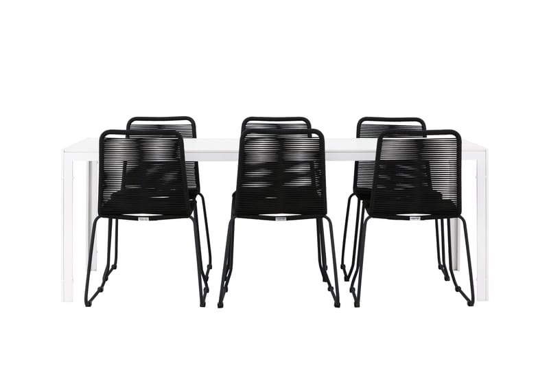 Break Matgrupp Utomhus 205 cm + 6 st Linero Matstolar Svart/Vit - Utemöbler & utemiljö - Utegrupp - Matgrupp utomhus