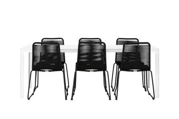 Break Matgrupp Utomhus 205 cm + 6 st Linero Matstolar Svart/Vit - Utemöbler & utemiljö - Utegrupp - Matgrupp utomhus