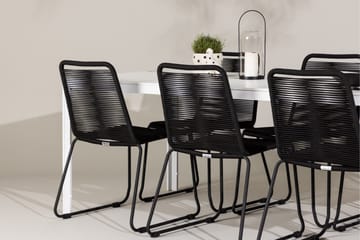 Break Matgrupp Utomhus 205 cm + 6 st Linero Matstolar Svart/Vit - Utemöbler & utemiljö - Utegrupp - Matgrupp utomhus