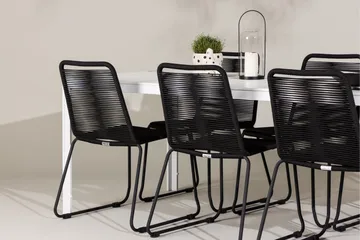 Break Matgrupp Utomhus 205 cm + 6 st Linero Matstolar Svart/Vit - Utemöbler & utemiljö - Utegrupp - Matgrupp utomhus