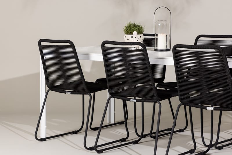 Break Matgrupp Utomhus 205 cm + 6 st Linero Matstolar Svart/Vit - Utemöbler & utemiljö - Utegrupp - Matgrupp utomhus