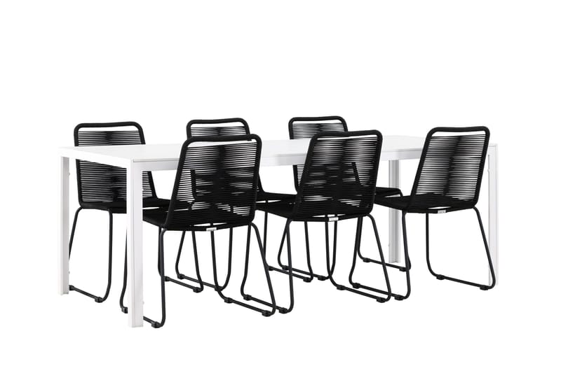 Break Matgrupp Utomhus 205 cm + 6 st Linero Matstolar Svart/Vit - Utemöbler & utemiljö - Utegrupp - Matgrupp utomhus