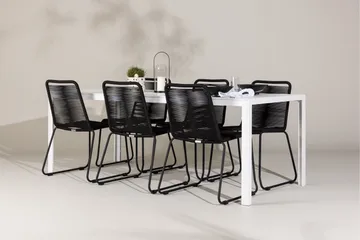 Break Matgrupp Utomhus 205 cm + 6 st Linero Matstolar Svart/Vit - Utemöbler & utemiljö - Utegrupp - Matgrupp utomhus