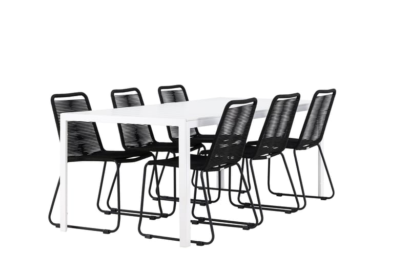 Break Matgrupp Utomhus 205 cm + 6 st Linero Matstolar Svart/Vit - Utemöbler & utemiljö - Utegrupp - Matgrupp utomhus