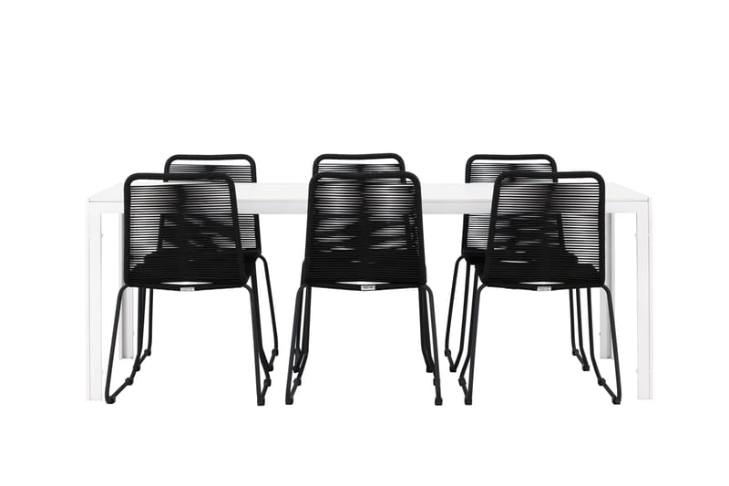 Break Matgrupp Utomhus 205 cm + 6 st Linero Matstolar Svart/Vit - Utemöbler & utemiljö - Utegrupp - Matgrupp utomhus