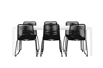 Break Matgrupp Utomhus 205 cm + 6 st Linero Matstolar Svart/Vit - Utemöbler & utemiljö - Utegrupp - Matgrupp utomhus