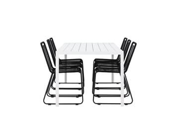 Break Matgrupp Utomhus 205 cm + 6 st Linero Matstolar Svart/Vit - Utemöbler & utemiljö - Utegrupp - Matgrupp utomhus