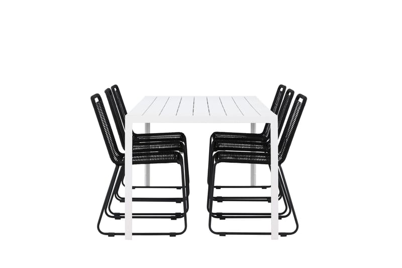 Break Matgrupp Utomhus 205 cm + 6 st Linero Matstolar Svart/Vit - Utemöbler & utemiljö - Utegrupp - Matgrupp utomhus