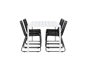 Break Matgrupp Utomhus 205 cm + 6 st Linero Matstolar Svart/Vit - Utemöbler & utemiljö - Utegrupp - Matgrupp utomhus