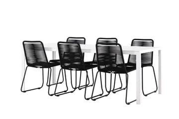 Break Matgrupp Utomhus 205 cm + 6 st Linero Matstolar Svart/Vit - Utemöbler & utemiljö - Utegrupp - Matgrupp utomhus