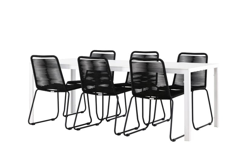 Break Matgrupp Utomhus 205 cm + 6 st Linero Matstolar Svart/Vit - Utemöbler & utemiljö - Utegrupp - Matgrupp utomhus