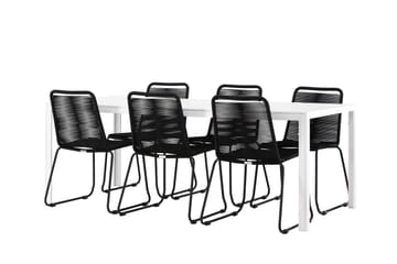 Break Matgrupp Utomhus 205 cm + 6 st Linero Matstolar Svart/Vit - Utemöbler & utemiljö - Utegrupp - Matgrupp utomhus