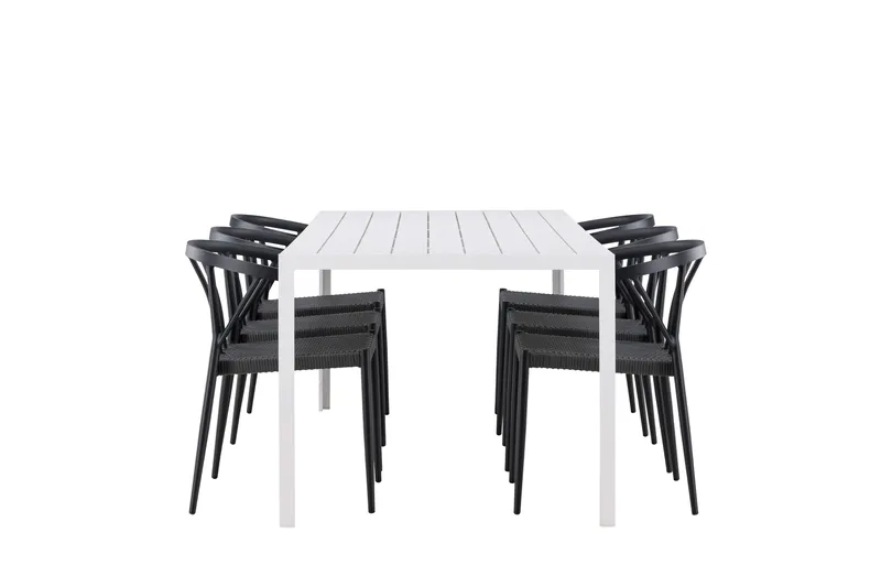 Break Matgrupp Utomhus 205 cm + 6 st Stina Matstolar Svart/Vit - Utemöbler & utemiljö - Utegrupp - Matgrupp utomhus