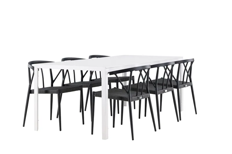 Break Matgrupp Utomhus 205 cm + 6 st Stina Matstolar Svart/Vit - Utemöbler & utemiljö - Utegrupp - Matgrupp utomhus