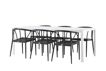 Break Matgrupp Utomhus 205 cm + 6 st Stina Matstolar Svart/Vit - Utemöbler & utemiljö - Utegrupp - Matgrupp utomhus