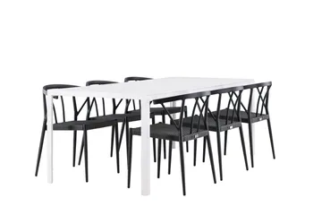 Break Matgrupp Utomhus 205 cm + 6 st Stina Matstolar Svart/Vit - Utemöbler & utemiljö - Utegrupp - Matgrupp utomhus