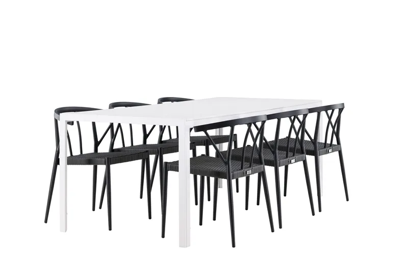 Break Matgrupp Utomhus 205 cm + 6 st Stina Matstolar Svart/Vit - Utemöbler & utemiljö - Utegrupp - Matgrupp utomhus