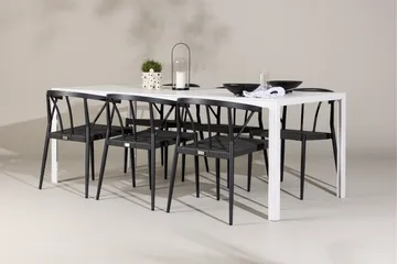 Break Matgrupp Utomhus 205 cm + 6 st Stina Matstolar Svart/Vit - Utemöbler & utemiljö - Utegrupp - Matgrupp utomhus